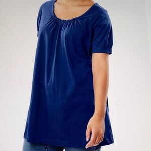 WOMAN WITHIN Cotton Tunic Short Sleeve Tee Shirt Blue Women’s Plus Size 2X